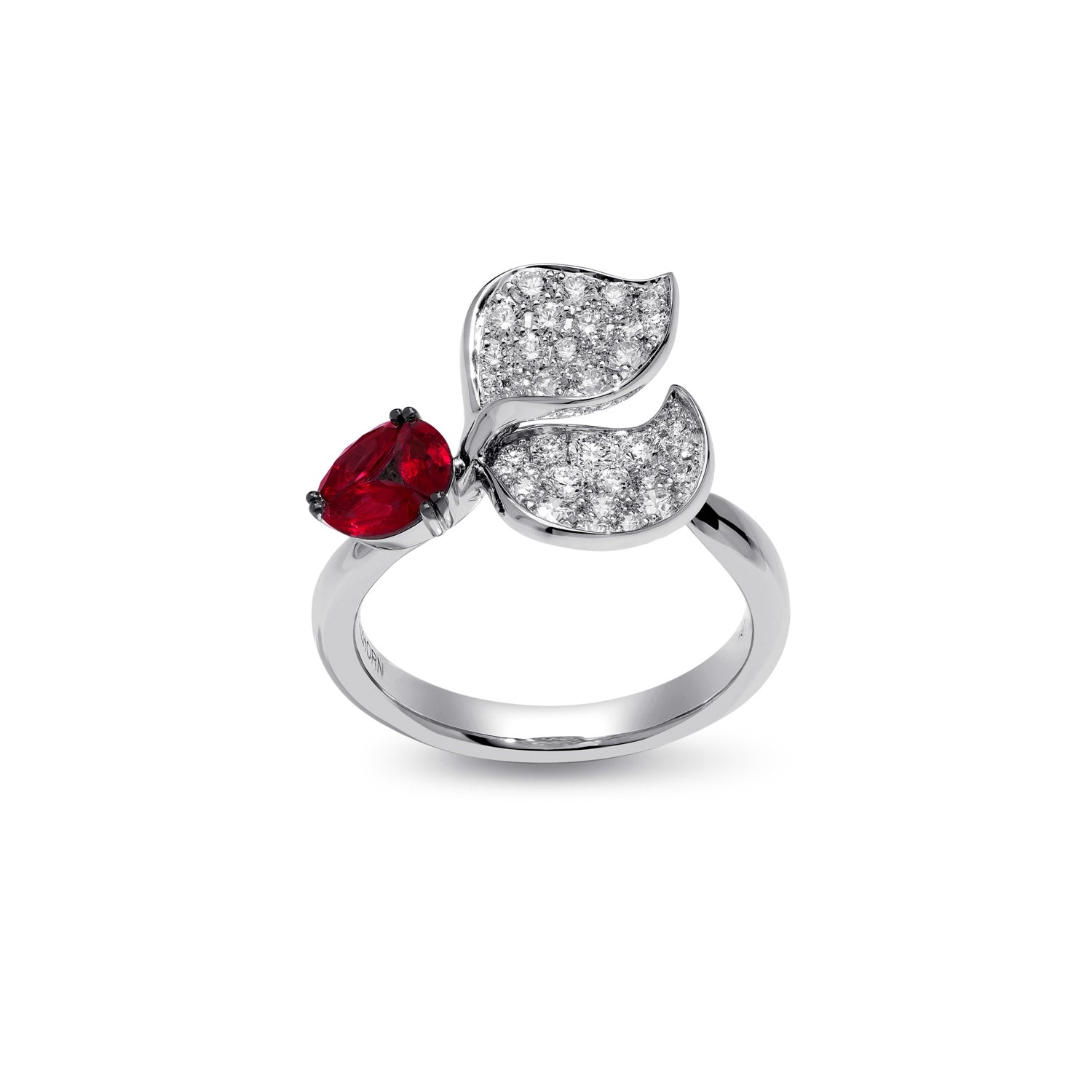 À FLEUR DE PARIS Ruby Double Leaf Ring