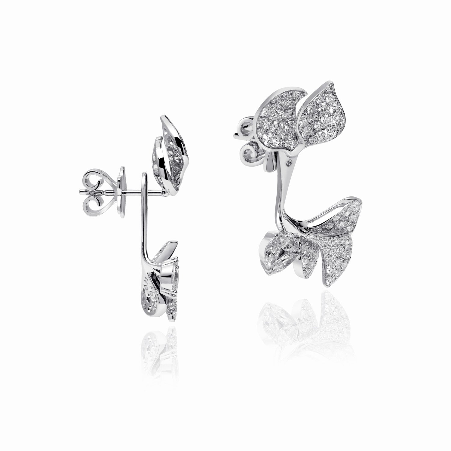 À FLEUR DE PARIS Diamond Double Leaf Earrings