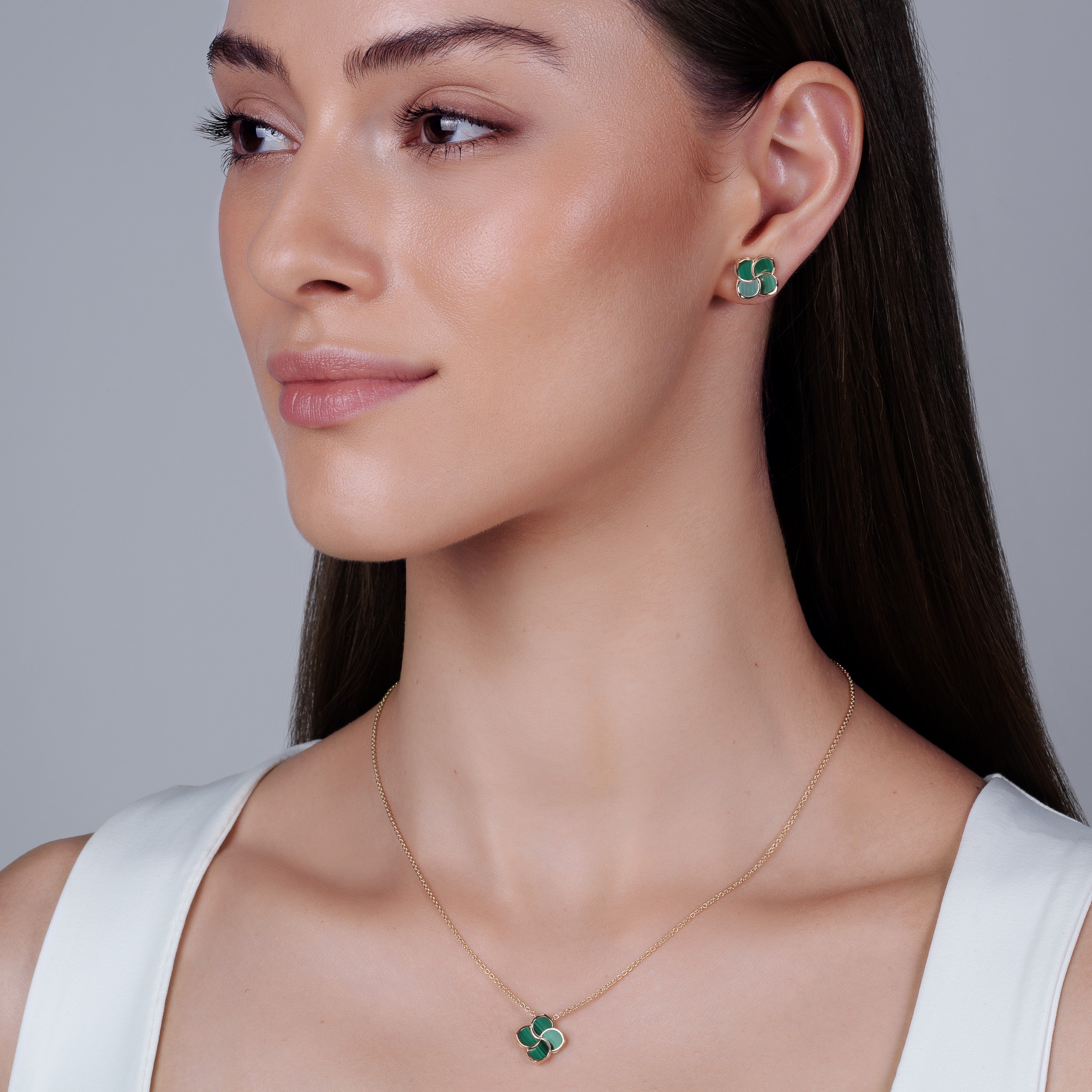 FLUMINA mini Earrings with Malachite